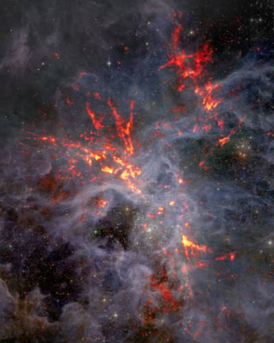Imagen compuesta de la incubadora de estrellas. / Créditos: ALMA (ESO/NAOJ/NRAO), T. Wong (U. Illinois, Urbana-Champaign); S. Dagnello (NRAO/AUI/NSF).