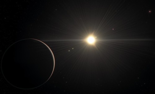 Recreación artística del sistema planetario TOI-178. Crédito: ESO.