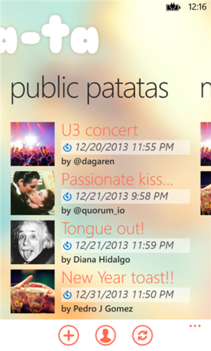 Eventos públicos en la app Pa-ta-ta. Imagen: Pa-ta-ta.