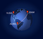 ALMA combinÃ³ su poder con los radiotelescopios IRAM y VLBA en observaciones VLBI separadas. CrÃ©dito: A. Angelich (NRAO/AUI/NSF) 