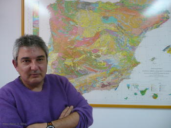 El geólogo Pablo Silva en la Escuela Politécnica de Ávila.