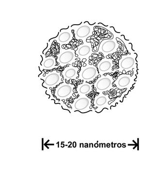 Representación esquemática de las nanopartículas cargadas con fármacos obtenidas por los métodos desarrollados en el CIQA 