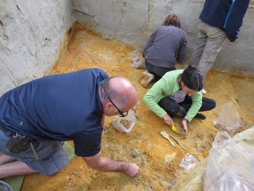 Trabajos de excavación en el nivel Chatelperroniense de Aranbaltza/Joseba Rios.