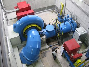 Imagen de las turbinas de la minicentral de Las Cogotas.