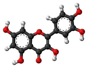 Estructura de una molécula de quercetina. 