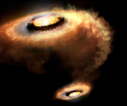 Impresión artística de AS 205 N, una estrella T Tauri que es parte de un sistema multiestelar. | Crédito: AP. Marenfeld & NOAO/AURA/NSF 