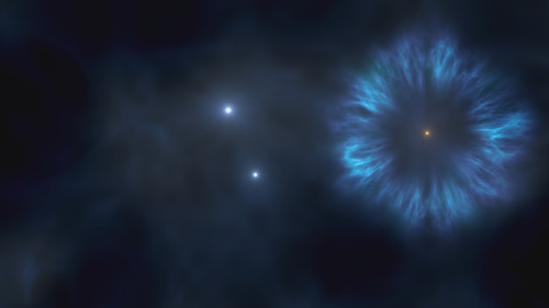 Imagen artística de las primeras supernovas de la Vía Láctea. Crédito: Gabriel Pérez, SMM (IAC).