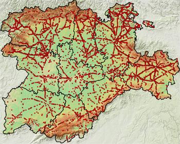 Distribución de accidentes causados por animales vertebrados en Castilla y León. Imagen: Víctor Colino.