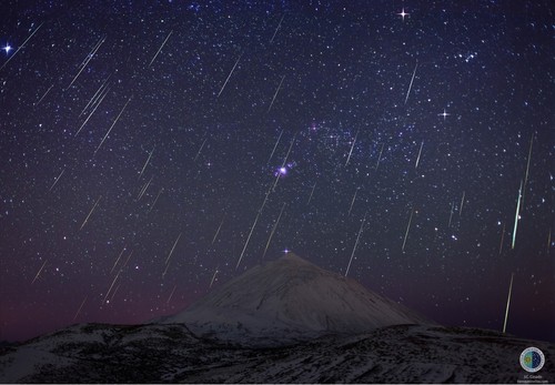 Estrellas fugaces Geménidas. Imagen: J.C. Casado - IAC.