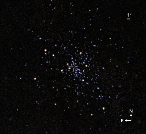 Vista del cúmulo si se pudiera eliminar la contaminación de estrellas y polvo que lo oculta. Crédito: Gabriel Pérez Díaz, SMM (IAC).