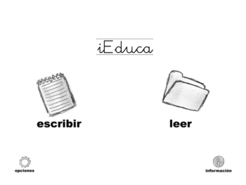 Pantalla de inicio de iEduca con dos sencillas opciones: leer y escribir. Imagen: Francisco José García Álvarez.