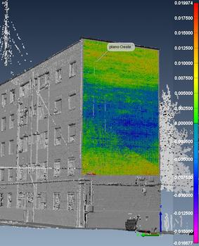 Recreación que muestra la desviación de un edificio (FOTO: Cartif).