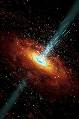 Representación del núcleo activo de una galaxia. Imagen: Wolfgang Steffen.