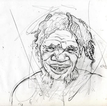 Ilustración de Sonia Cabello que recrea un hombre neandertal.