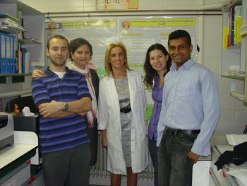 Eva Martín del Valle, en el centro, junto a parte de su grupo de investigación.