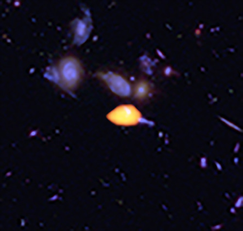 ALMA escrutó el campo ultraprofundo Hubble y descubrió nuevos detalles de la historia de los procesos de formación estelar del Universo. B. Saxton (NRAO/AUI/NSF); ALMA (ESO/NAOJ/NRAO); NASA/ESA Hubble