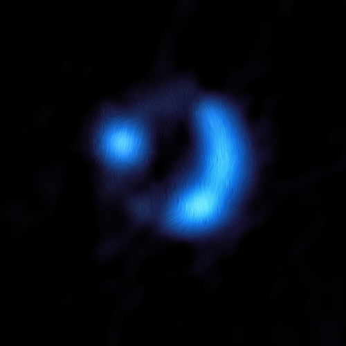 Campo magnético en la galaxia distante 9io9, Crédito: ALMA (ESO/NAOJ/NRAO)/J. Geach et al.