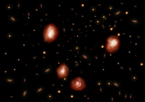 Impresión artística de las galaxias distantes observadas con ALMA/NAOJ