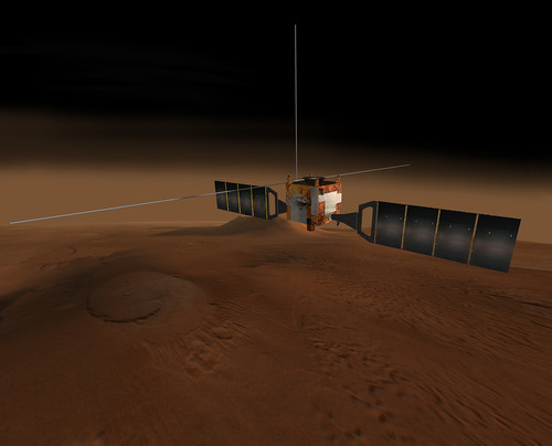 Ilustración de la nave Mars Express. / NASA/JPL/Corby Waste.