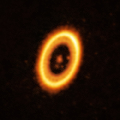 Sistema planetario descubierto./Crédito: ALMA (ESO/NAOJ/NRAO) / Balsalobre-Ruza et al.