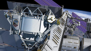 Módulo del Espectrómetro Magnético Alpha, también designado AMS-02, instalado en la Estación Espacial Internacional. Foto: Wikipedia.