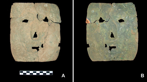 Máscara de cobre. Foto: Antiquity Journal/Gentileza investigadoras.