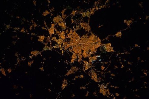 Imagen nocturna de Madrid desde la Estación Espacial Internacional. Imagen: IAA.