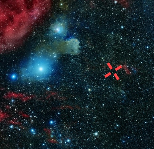 Región de cielo en que se encuentra la fuente emisora del neutrino. Imagen: IAC.