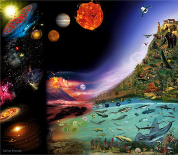La Astrobiología estudia eventos relacionados con el origen del universo, el origen de la vida y la evolución que ha llevado hasta la biodiversidad actual.
