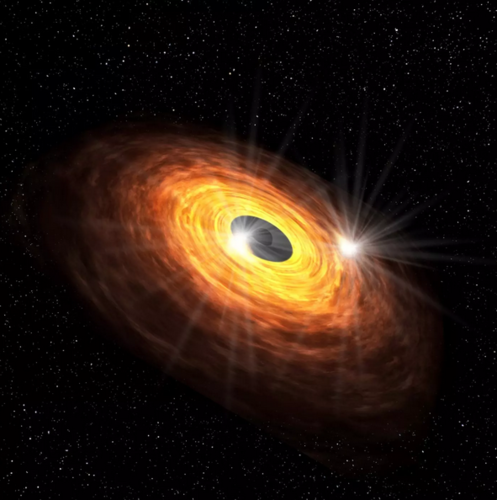 Representación artística del disco de gas que rodea el agujero negro supermasivo/Universidad Keio