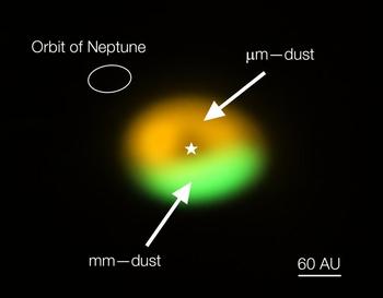 Imagen de la trampa de polvo y de la fábrica de cometas en torno a Oph-IRS 48 obtenida por ALMA. Crédito: ALMA (ESO/NAOJ/NRAO), Nienke van der Marel
