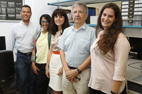 De izquierda a derecha, Raudel Sánchez, Rocío Leal, Agnès Gruart, José María Delgado y Carmen Rocío Caro. Foto: UPO.