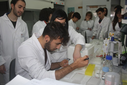 Uno de los alumnos, en un laboratorio del IRNASA.