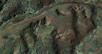 Vista aérea de Os Biocos a partir de un modelo digital de ortofotografía. Imagen: IGME.